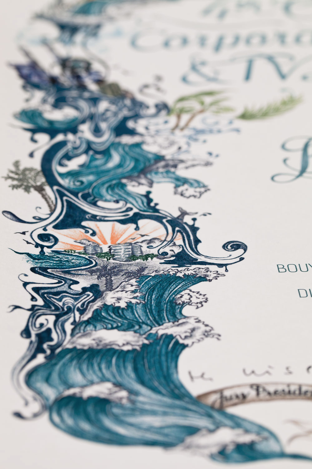 certificate Urkunde lettering typo hand drawing handmade winner Yoanna Lyubenova Sophia Nicoladoni Katrin Bichler Klasse für Ideen die angewandte Cannes Ocean Doplphin