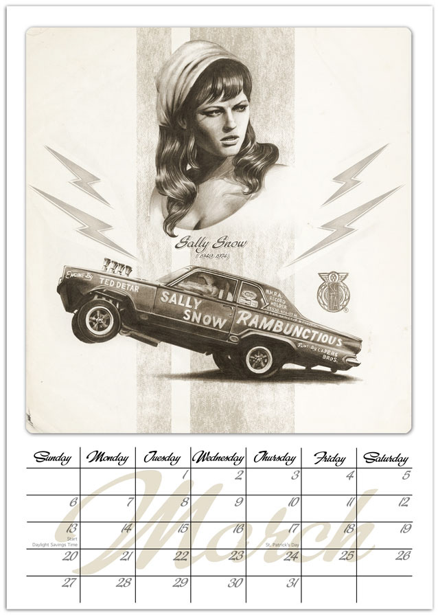 calendar portfolio kustom kulture Cars pinups babes sexy speed tuning 50s fiftties Racing muscle car Mustang mopar shirtprint