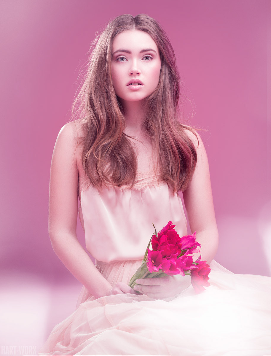 female Flowers model pale pink studio Fashion 