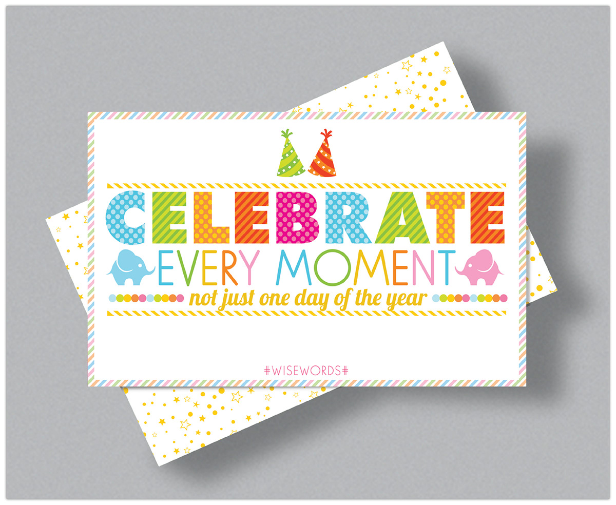 Birthday gift card invite bag colour cute dots stripes party celebrate celebration Invitation