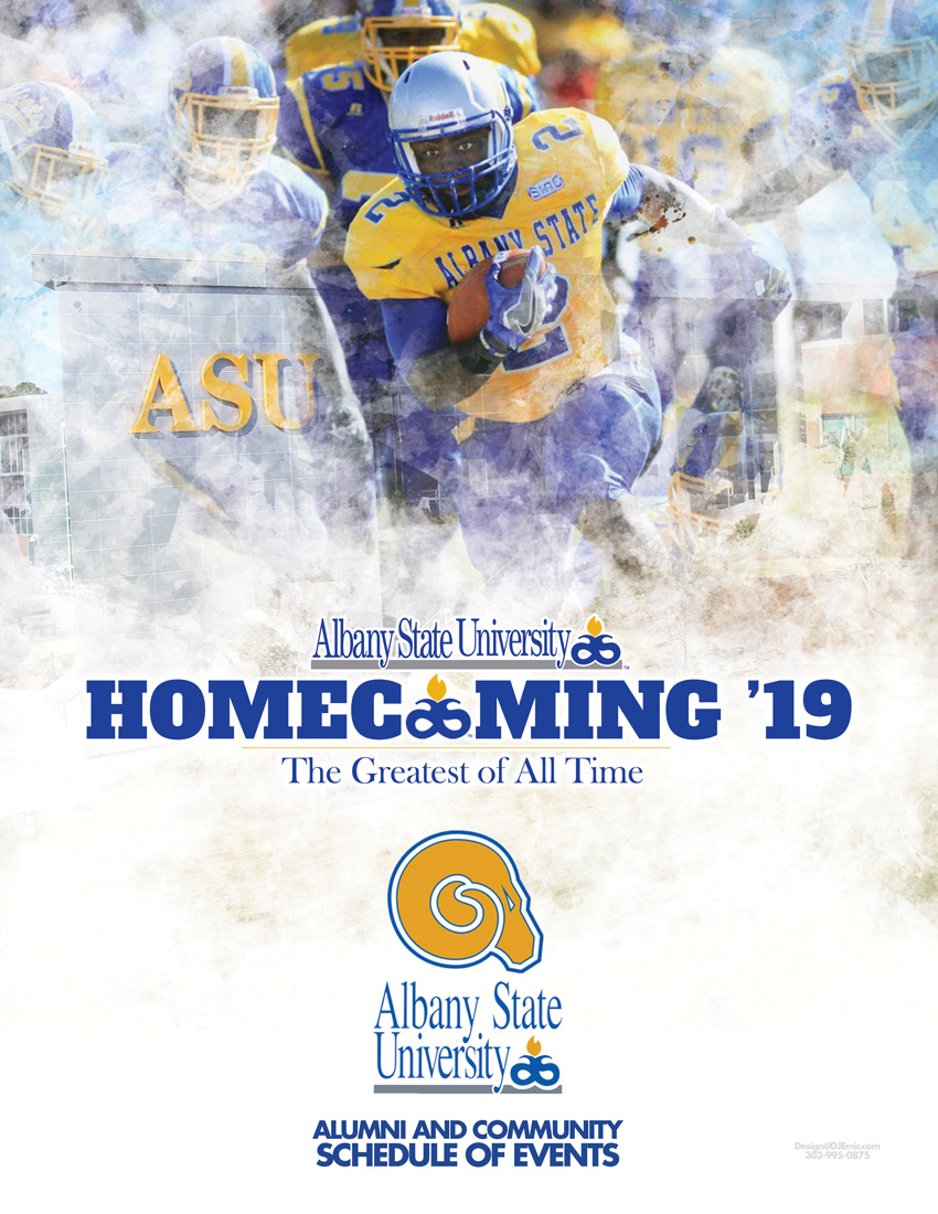 albany state university ASU ASU Rams football Homecoming brochure design Flyer Designs poster Street Festival Flyer Gala
