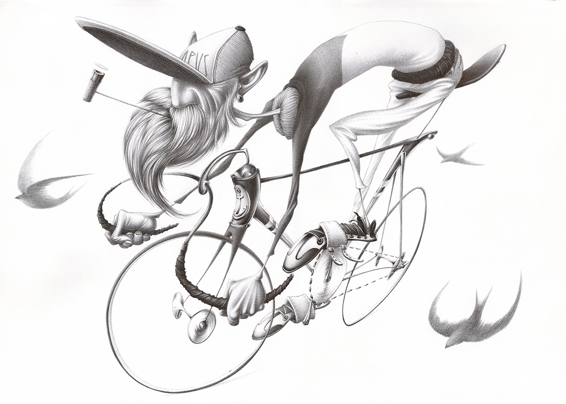 Sailor  drawing ILLUSTRATION  fixed gear fixie swift ballpoint pen Bicycle tucske   apus riding