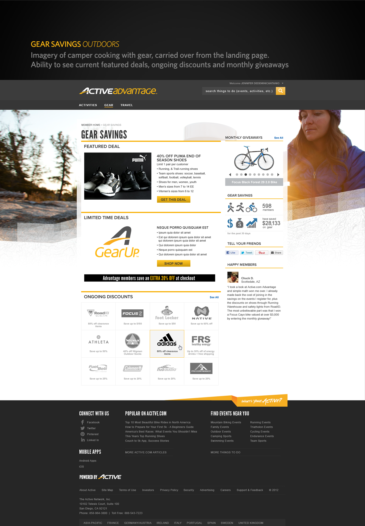 Endurance site Outdoors site Webdesign Active camping fishing hiking canoeing branding 