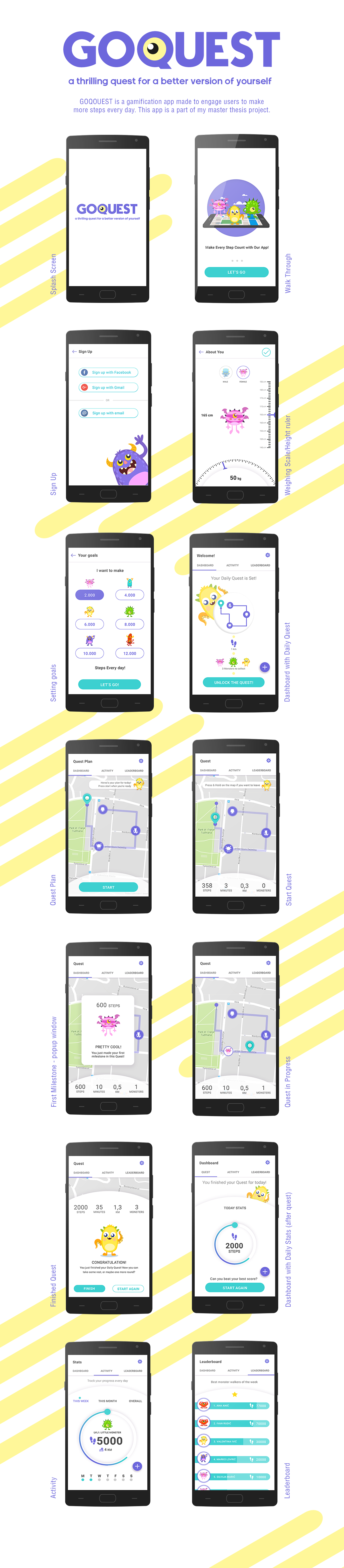 game gamification app UI walking fitness