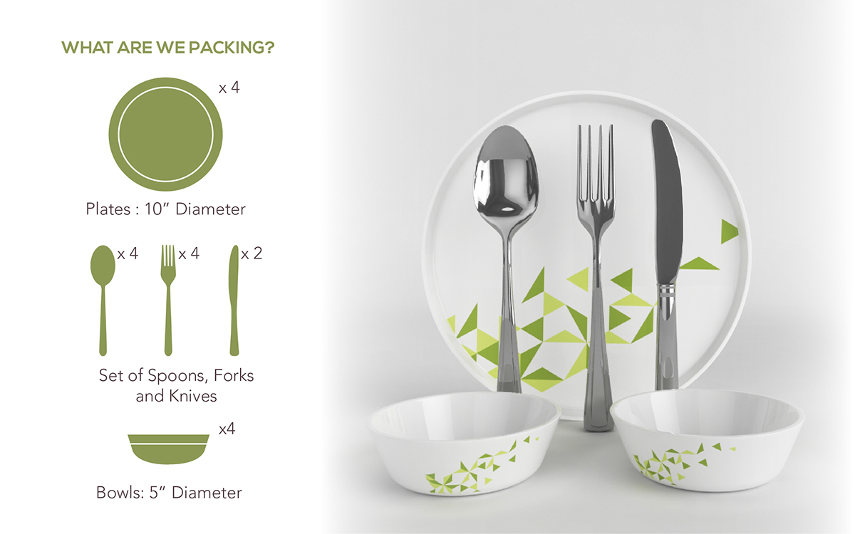 industrial product design packaging design package Pack dining dining set tableware cutlery crockery bachelor Spinster Sustainable eco friendly