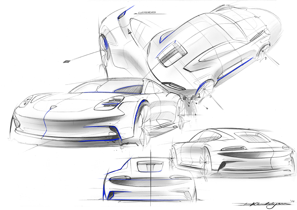 Porsche Porsche 911 turbo hybrid concept car sketch automotive  