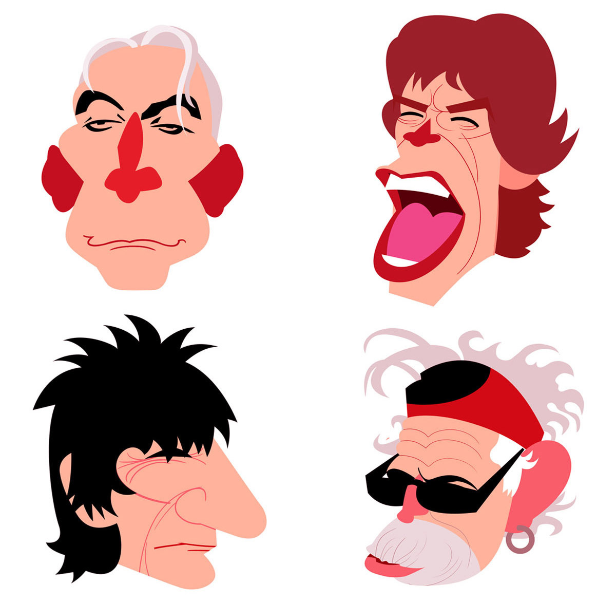 Adobe Portfolio caricature   the rolling stones band sixties rock rocknroll Mick Jagger Keith Richards charlie watts ronnie wood