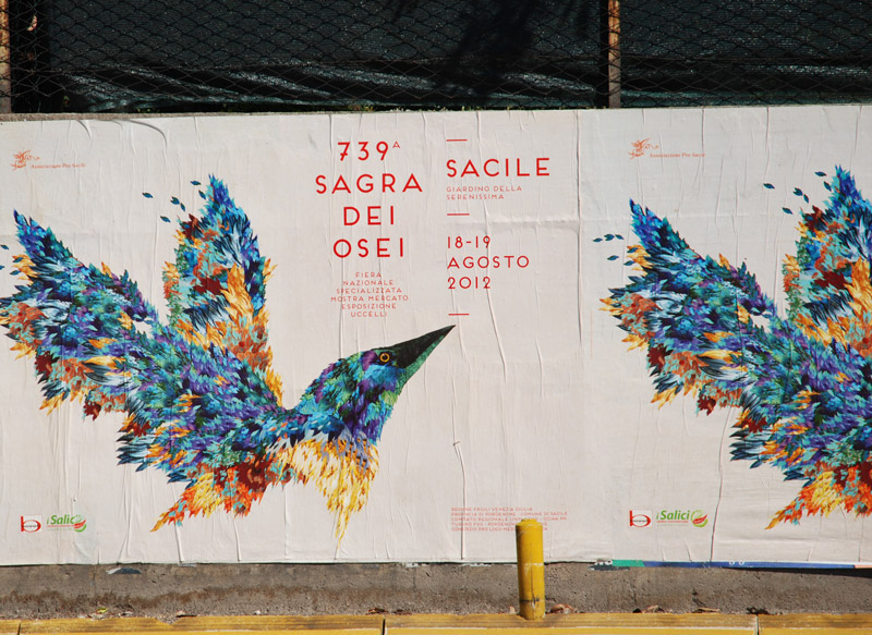 Poster Design Sagra dei Osei italian design Sacile folklore festival Digital Collage bird textures feathers wings