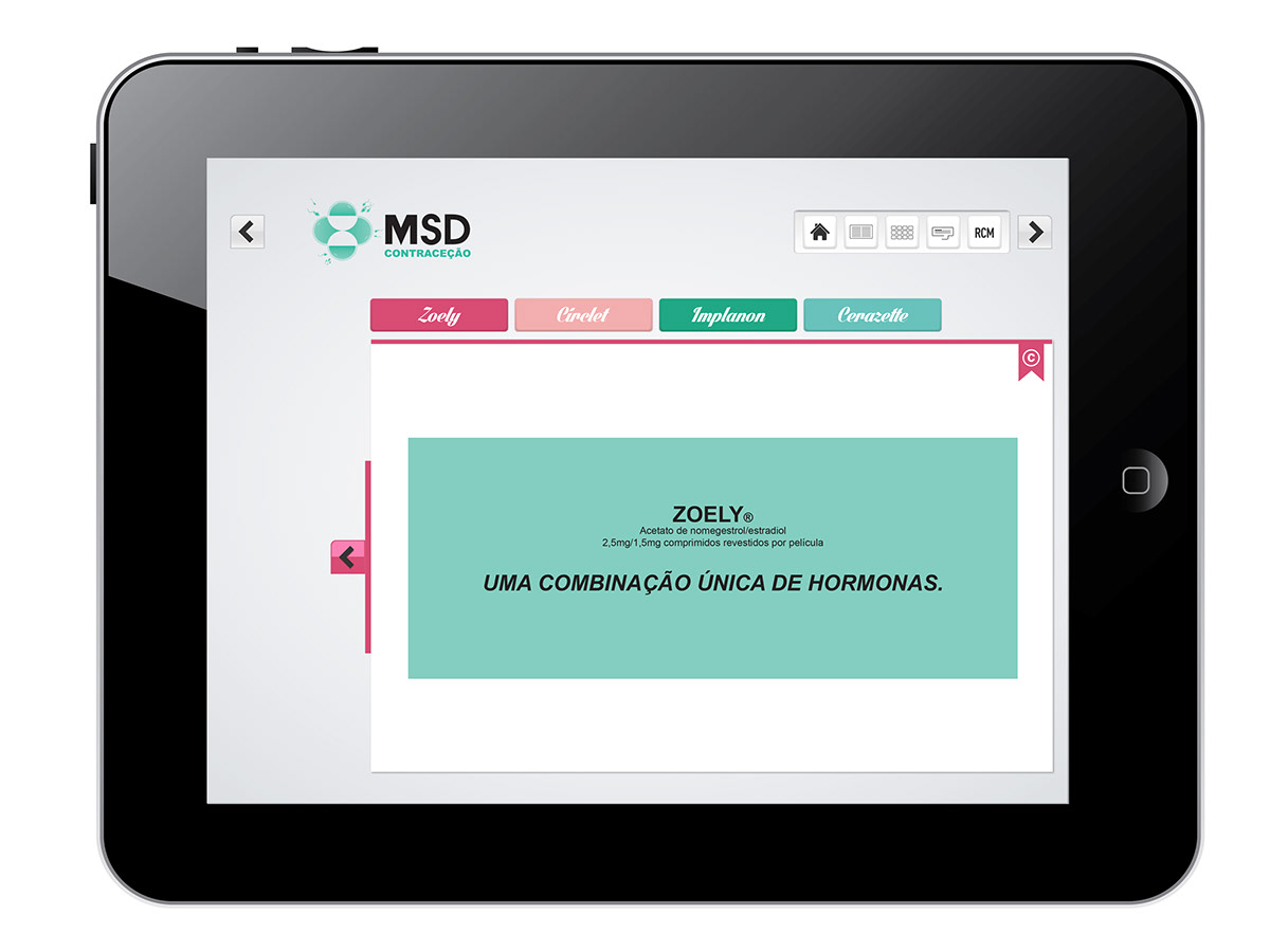 MSD merck sharp dohme pharmaceutics lab laboratory app brochure iPad tablet interactive brochure contraceptive Drugs female doctor