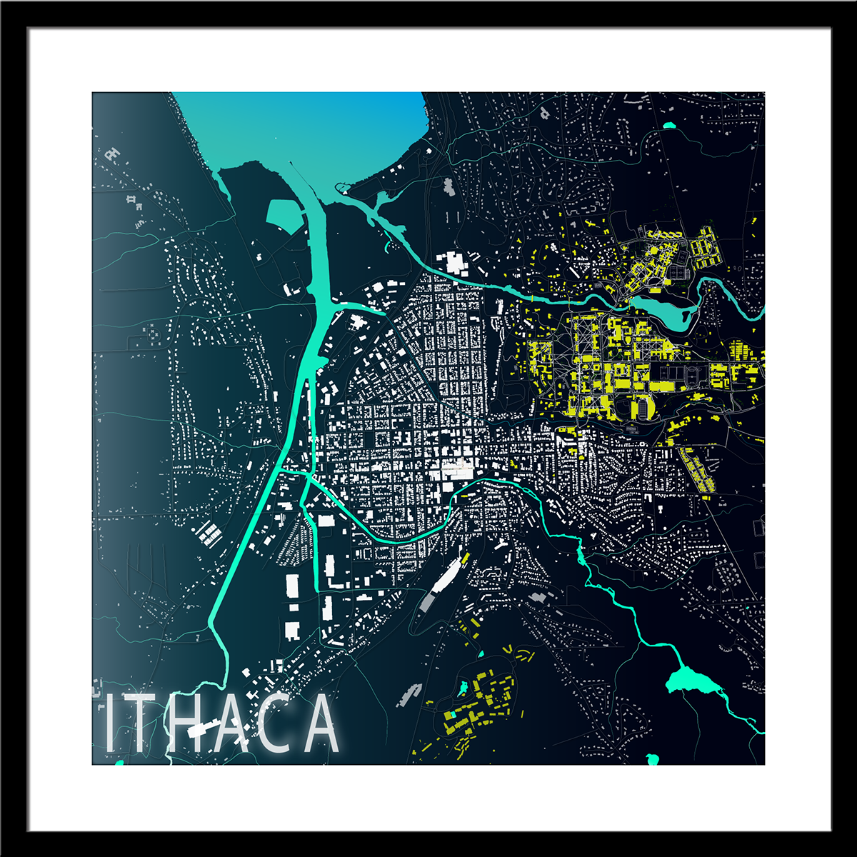 ithaca New York Upstate New York Ithaca College Cornell University GIS cartography maps hydrology south hill campus map