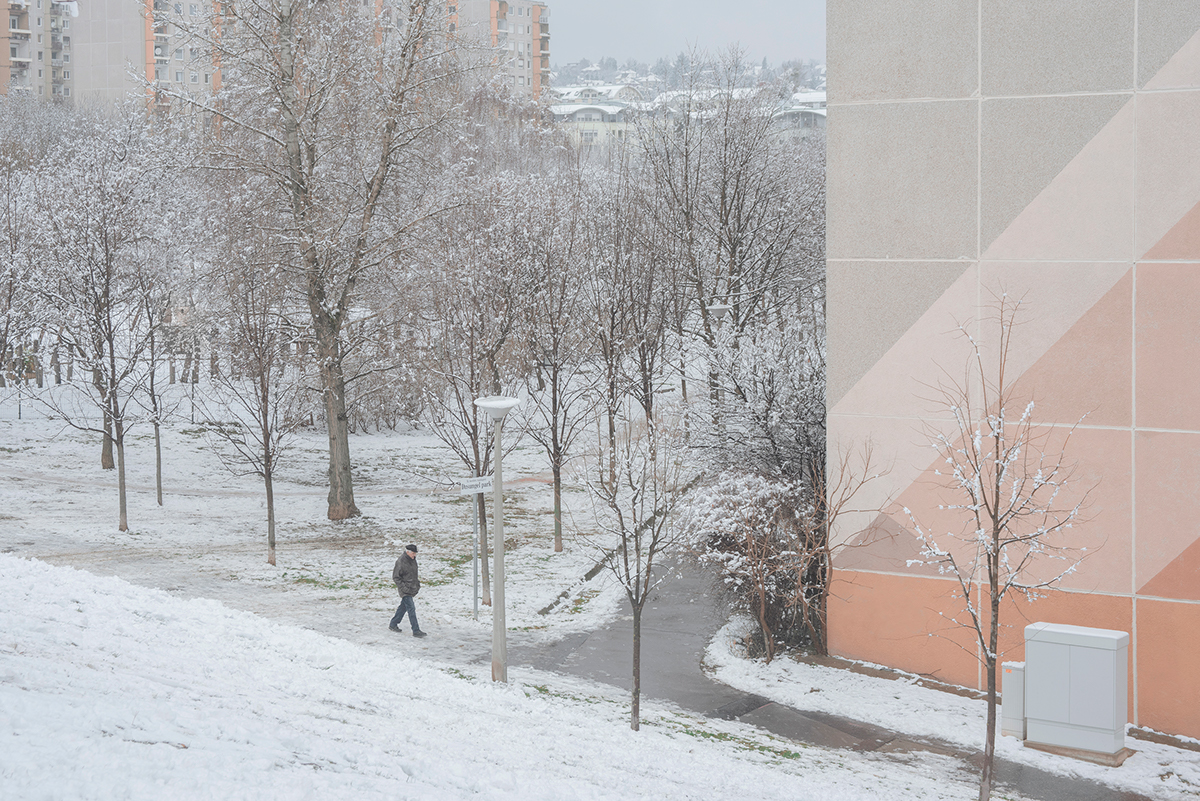 urban landscape architecture contemporary photography eastern europe Block of flats winter hungary snow Minimalism pastel colour