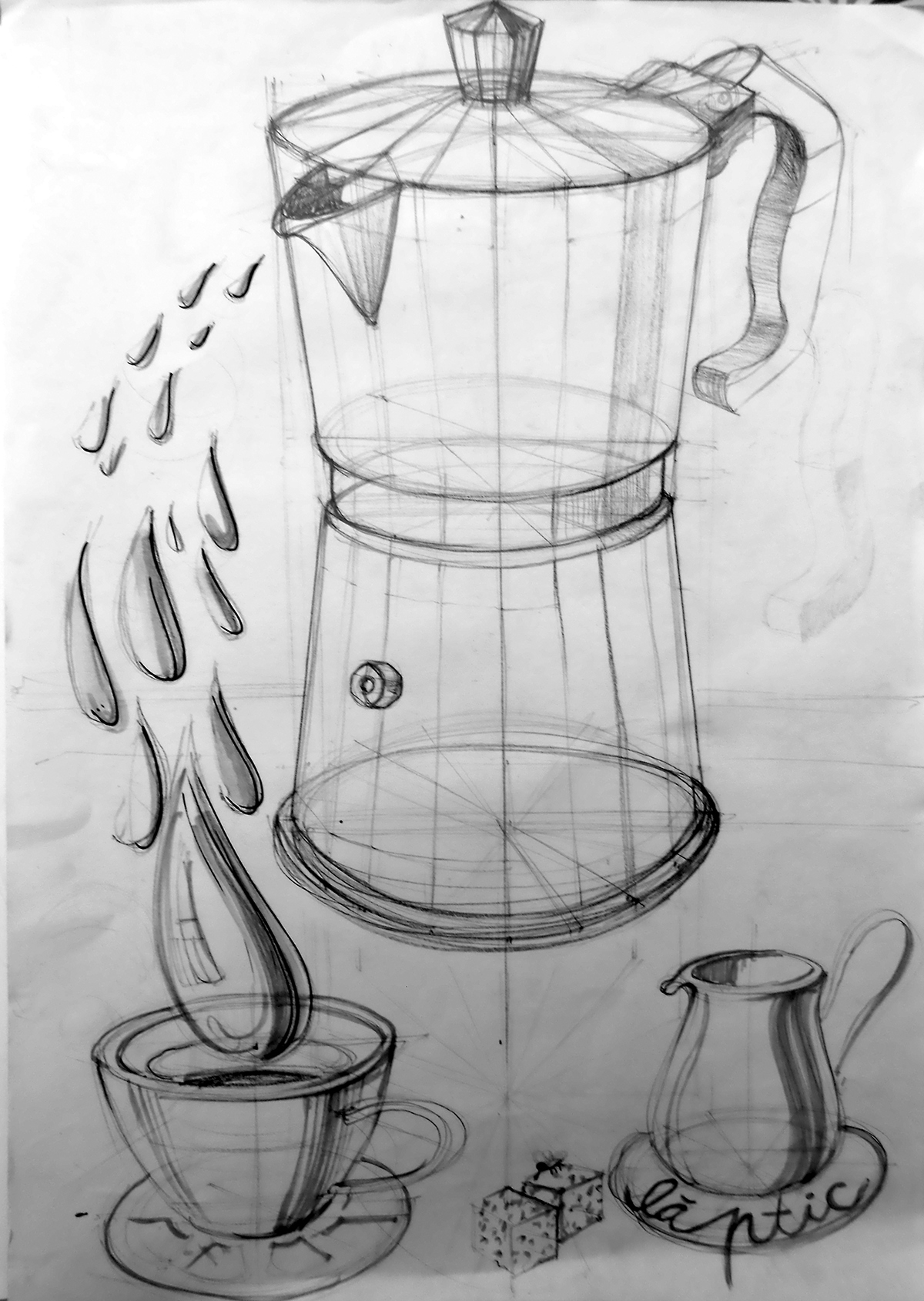 sketches sketchbook pencil watercolor vacuum cleaner perfume bottle headphones seahorse pliers Garlic espresso machine product