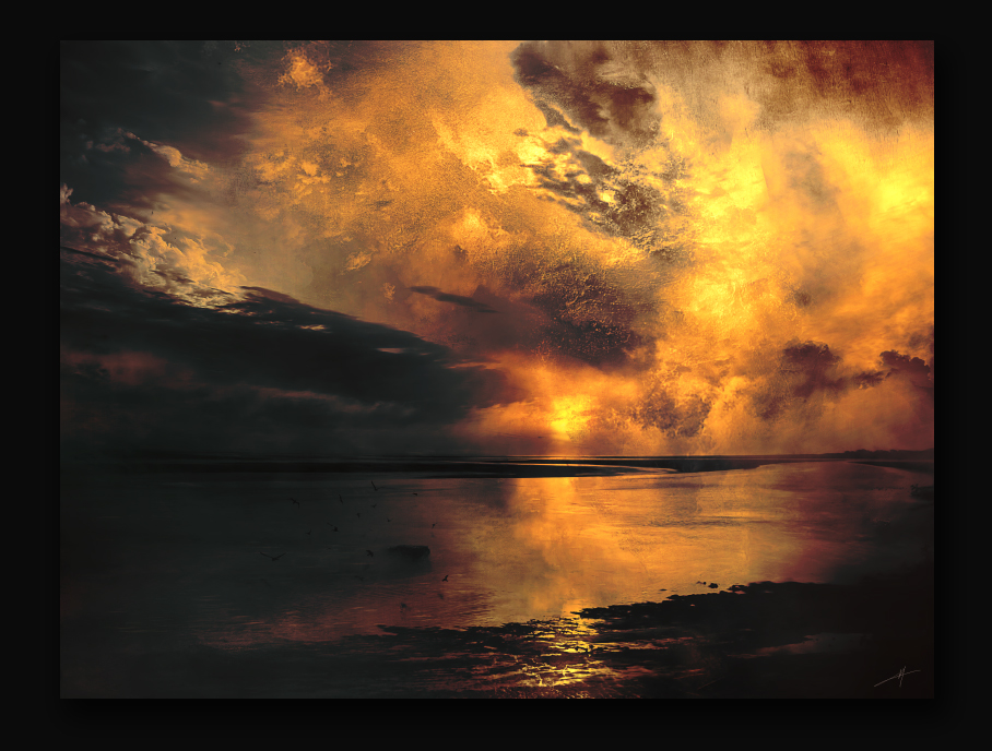 golden hour Landscape digital sea sunset Sun Leoncio Harmr SKY birds light dark clouds