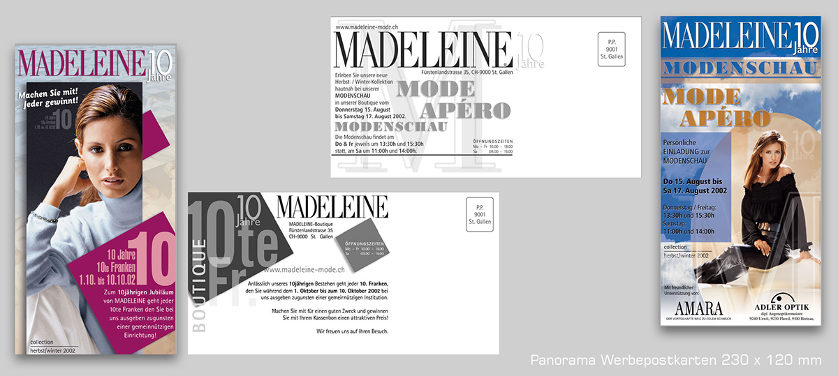 mailings versandkarten postkarten werbekarten grafik Mode design