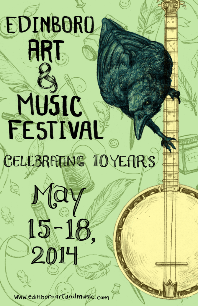 poster art festival Music Festival craft fair Music Fest crow raven Banjo folk music Poster Design art fest Digital Drawing digital digital coloring flyer