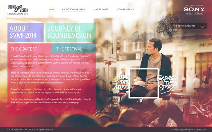 Website sound vision Music Festival Sony