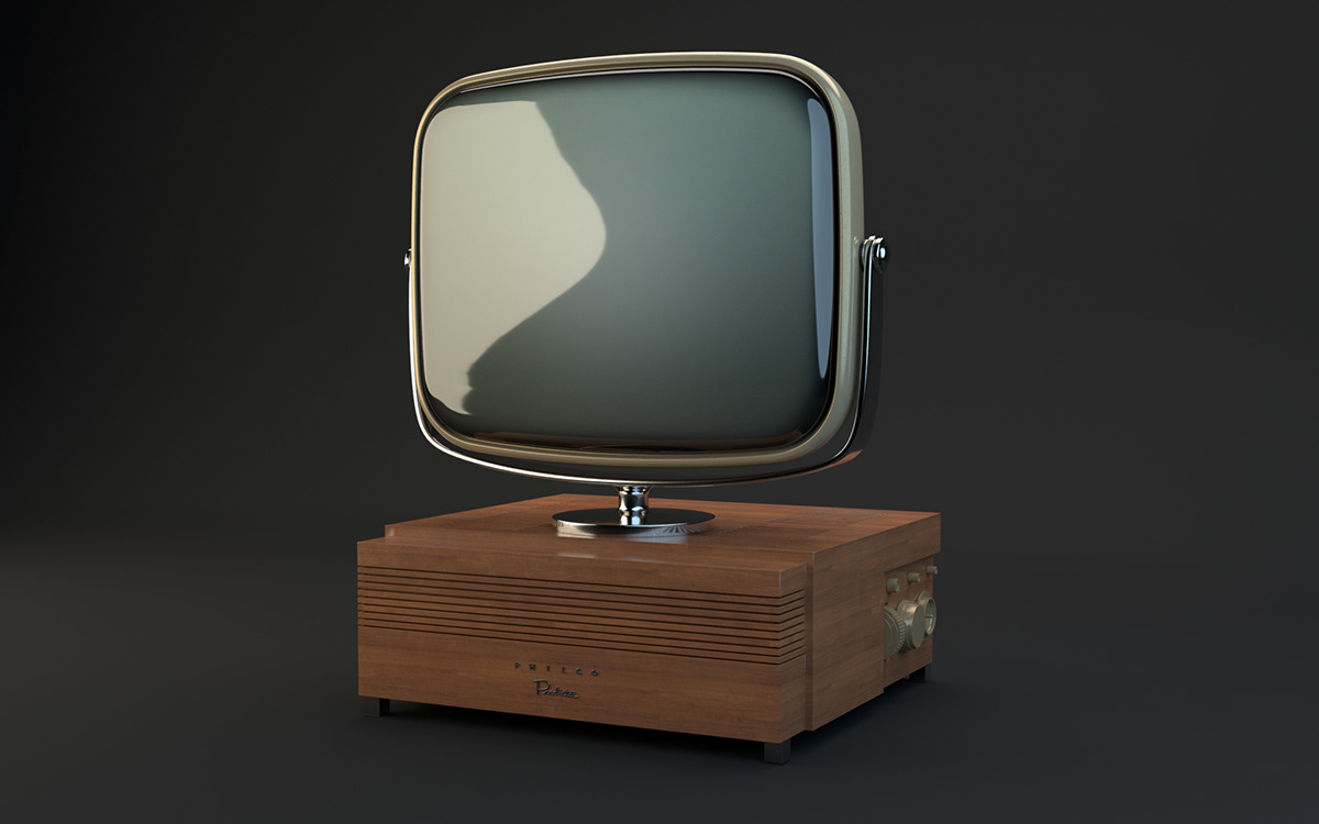 modo 3D tv vintage philco wood