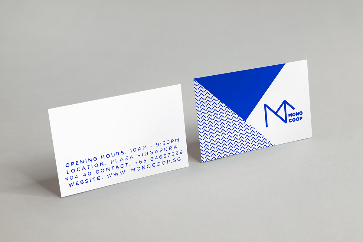 Retail Monocoop Name cards Stationery identity logo blue Patterns