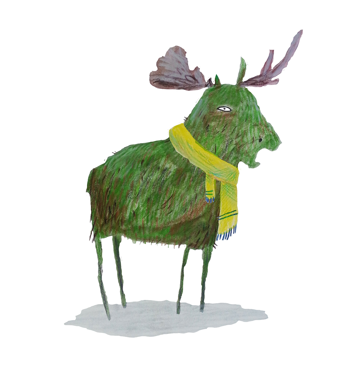 moose animal Drawing  gouache paint watercolour Character design  character development