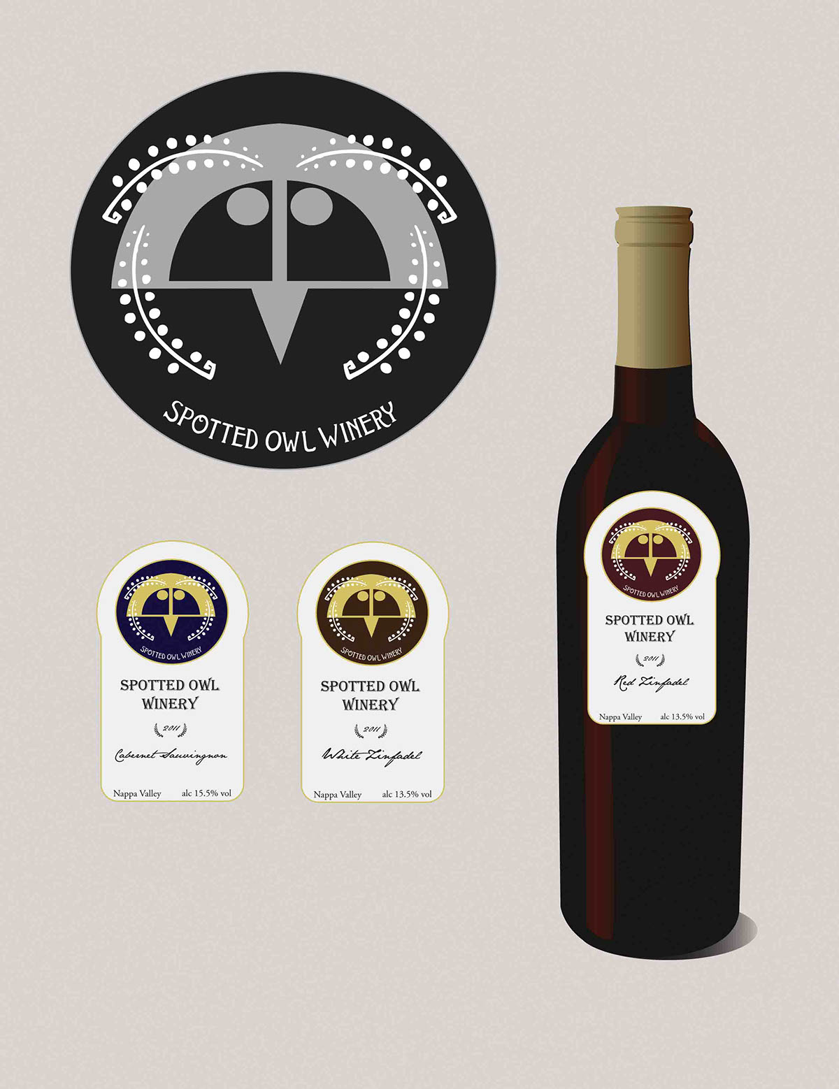 wine label  owl  design  logo