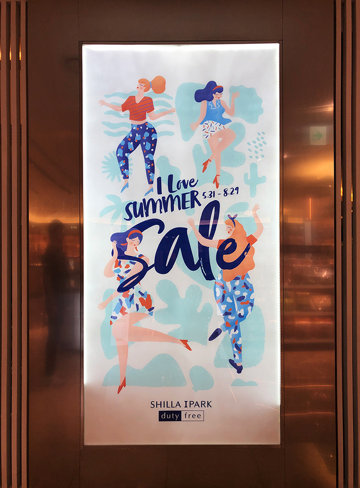 graphic design  ILLUSTRATION  shoppingmall installation summer girls woman blue vacance sea