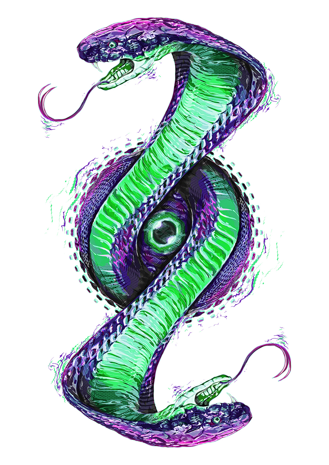 playing arts contest king spades card cobra poison purple green vector snake teeth animal