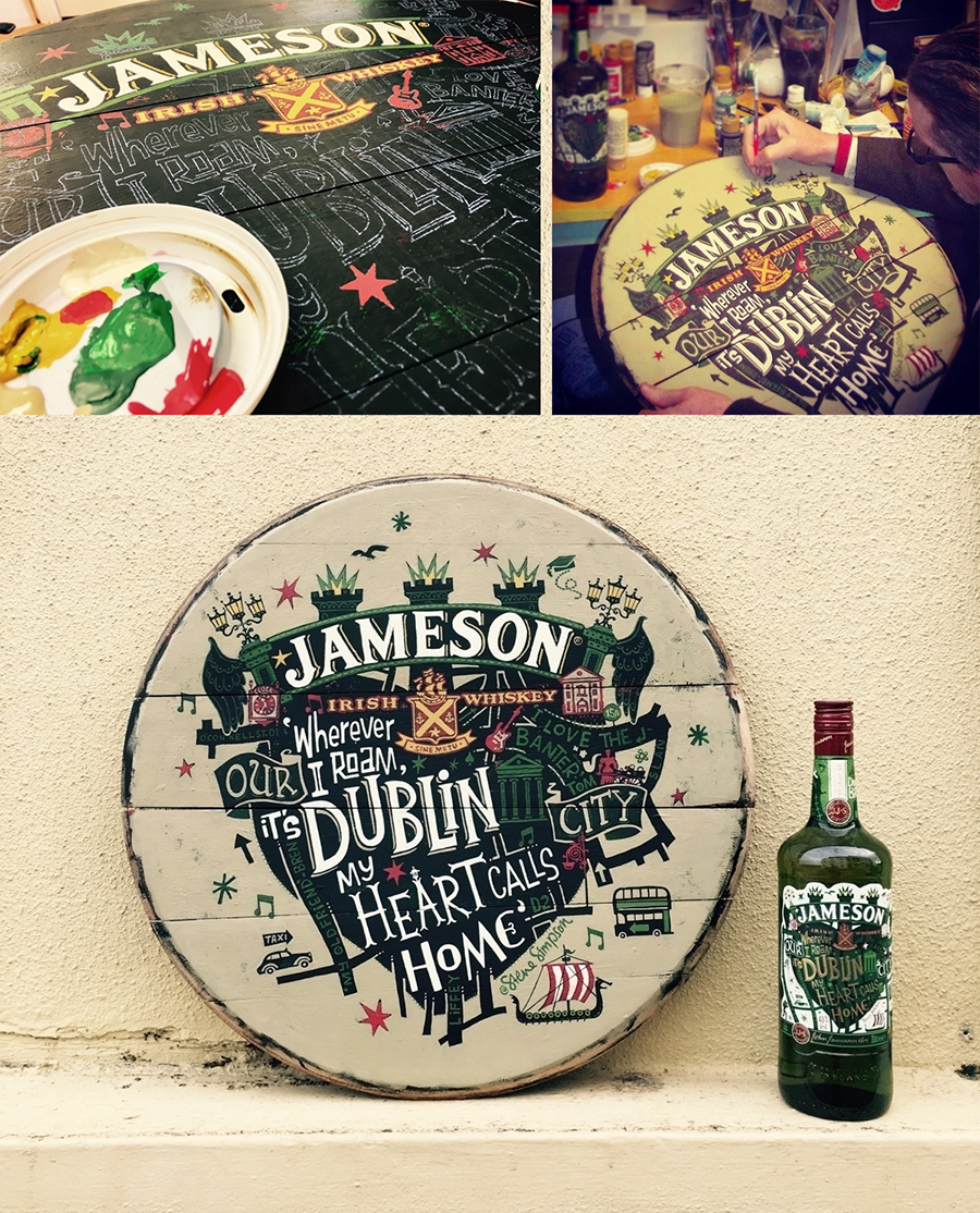 jameson Whiskey Label dublin packaging design bottle illustrated barcode HAND LETTERING limited palette heart limited edition map Fun