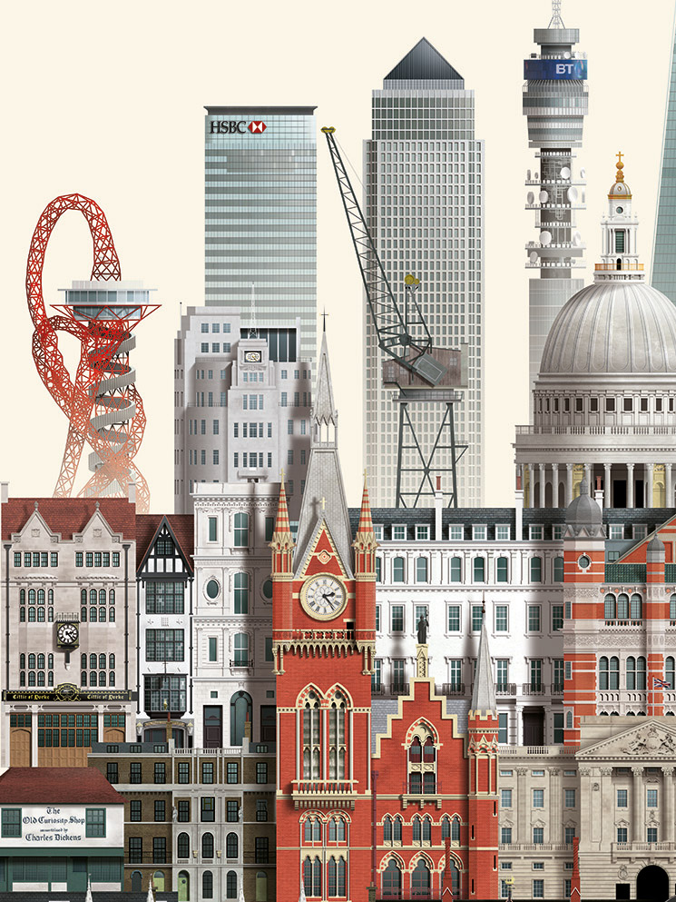 London poster art graphic design  martin schwartz architecture cityscapes interior design  prints wall art