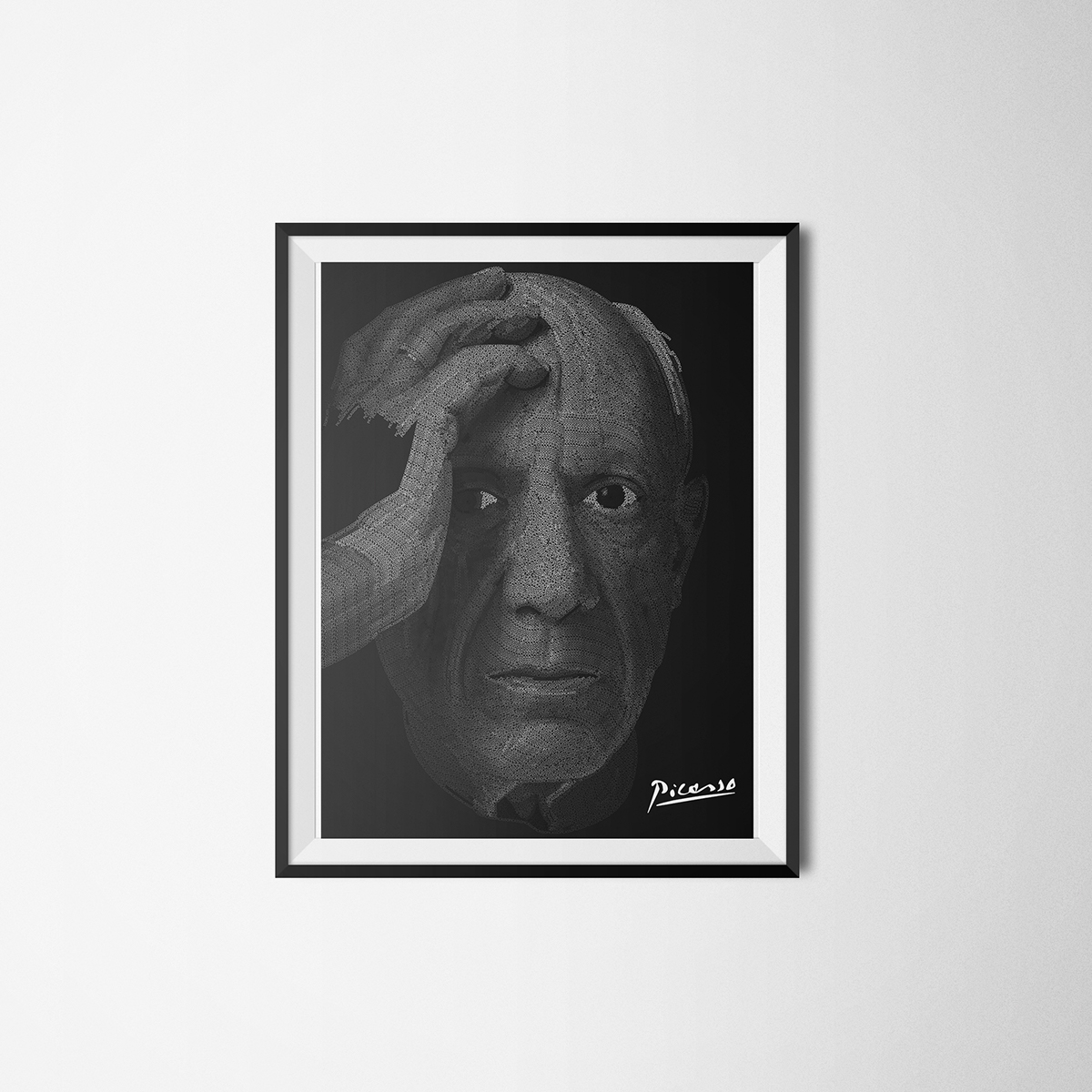 Picasso pablo type portrait black & white font