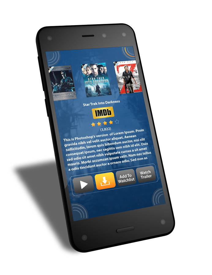 Amazon Prime Instant Video Fire Phone user interface flat phone ios android dynamic perspective eye tracking clean app concept motion psd