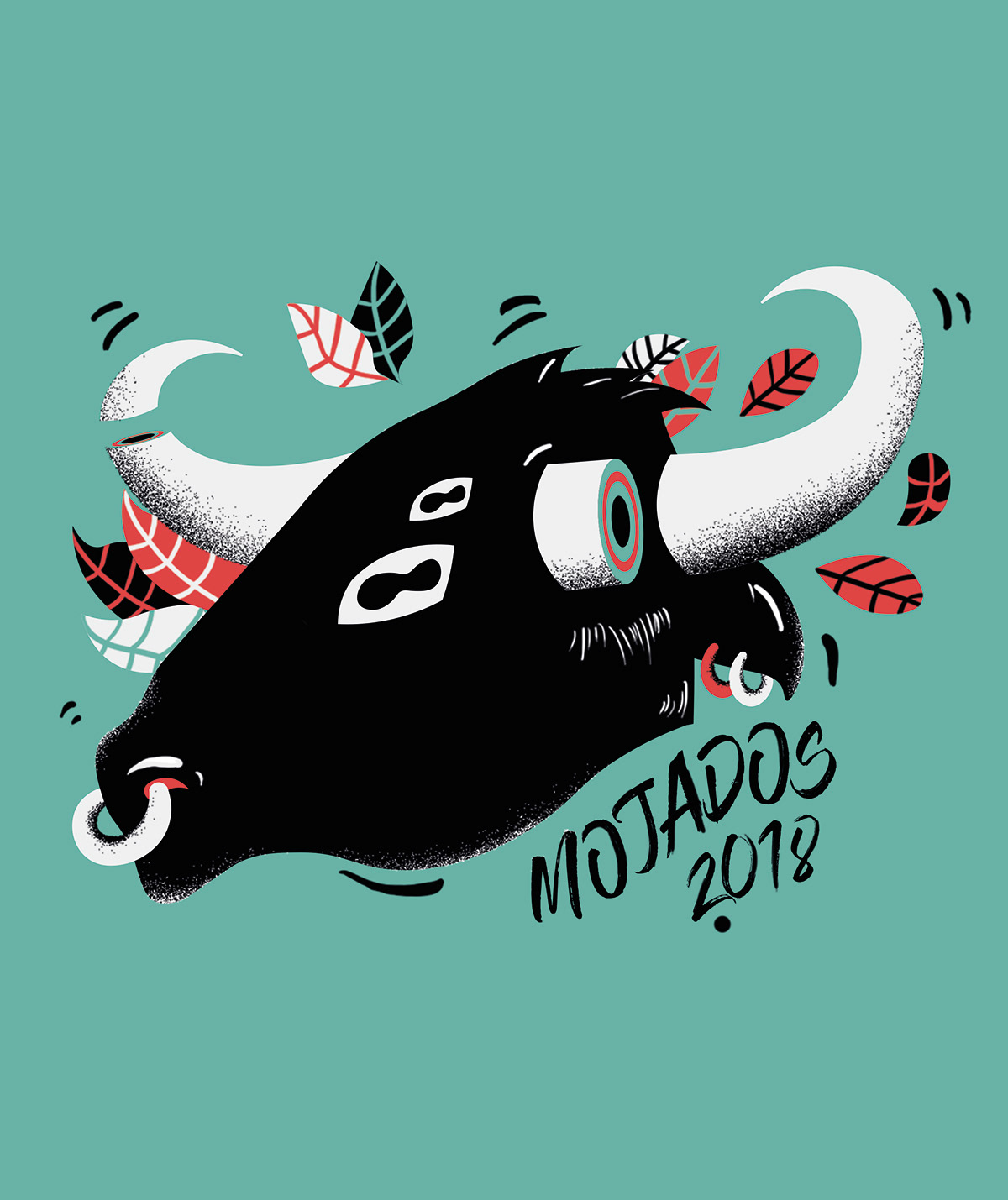 cartel fiestas programa pegatinas sticker ilustracion festival