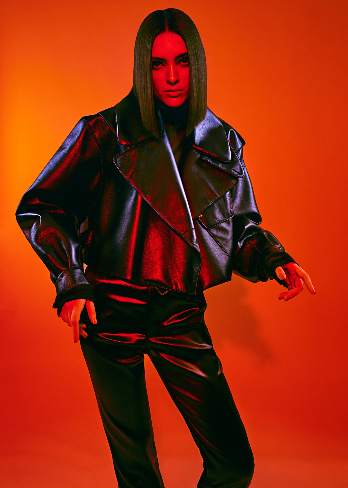 retouching  retoucher postprocessing editorial model Style neon red fashionphotography ретушь