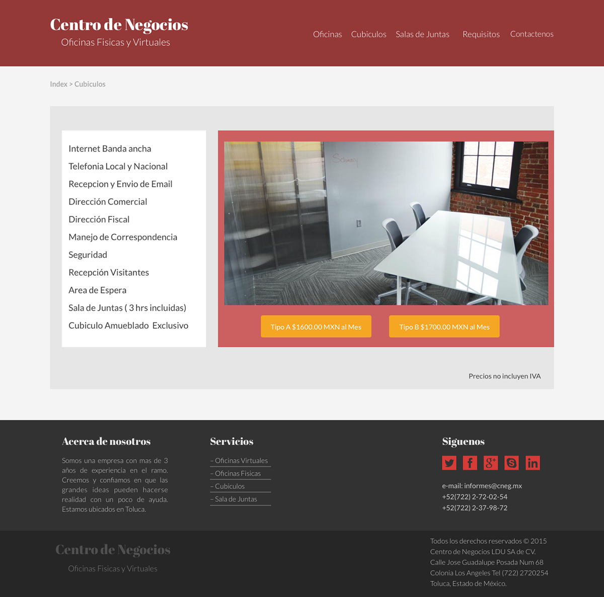 Office Web page toluca fiverr design coworking virtual offices Rent mexico