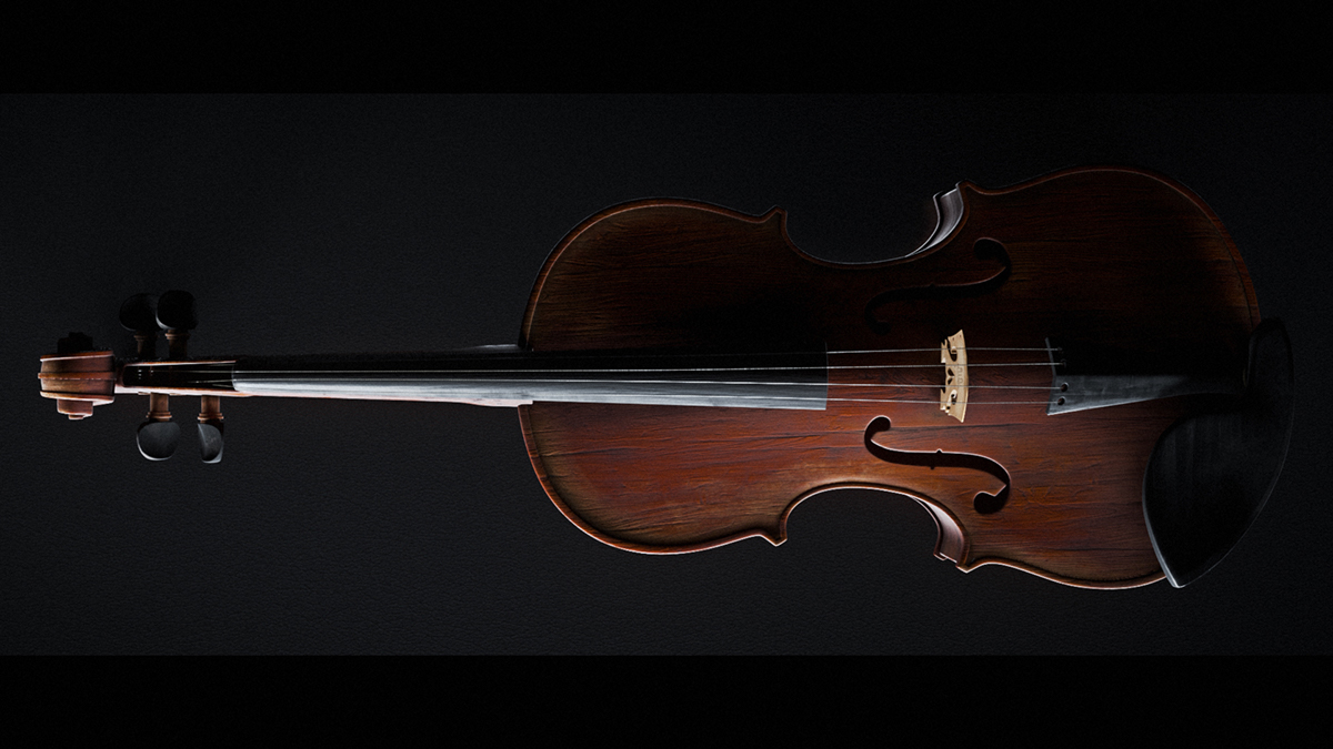 3D Render Violin photorealistic studio CG light strings music Stradivarius