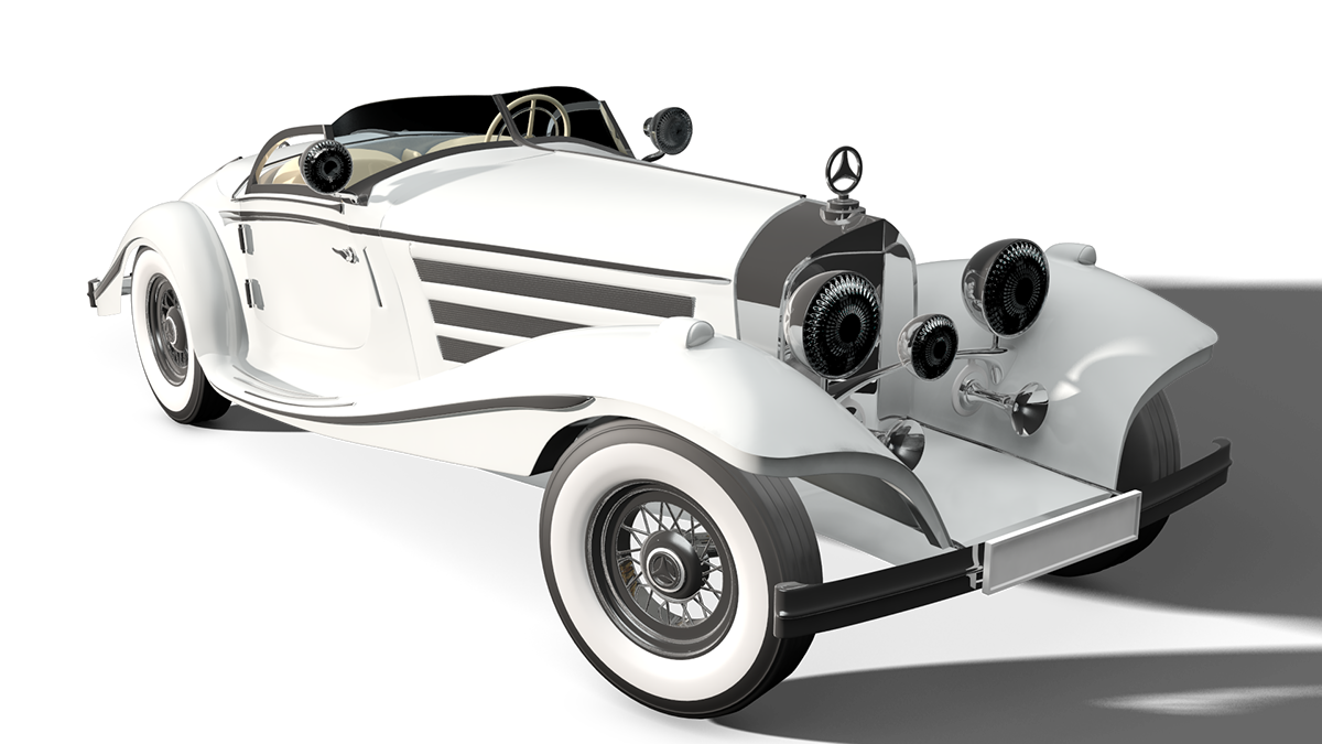 Mercedes Benz 500k 3D modellind  car car design history War car rendering rendering