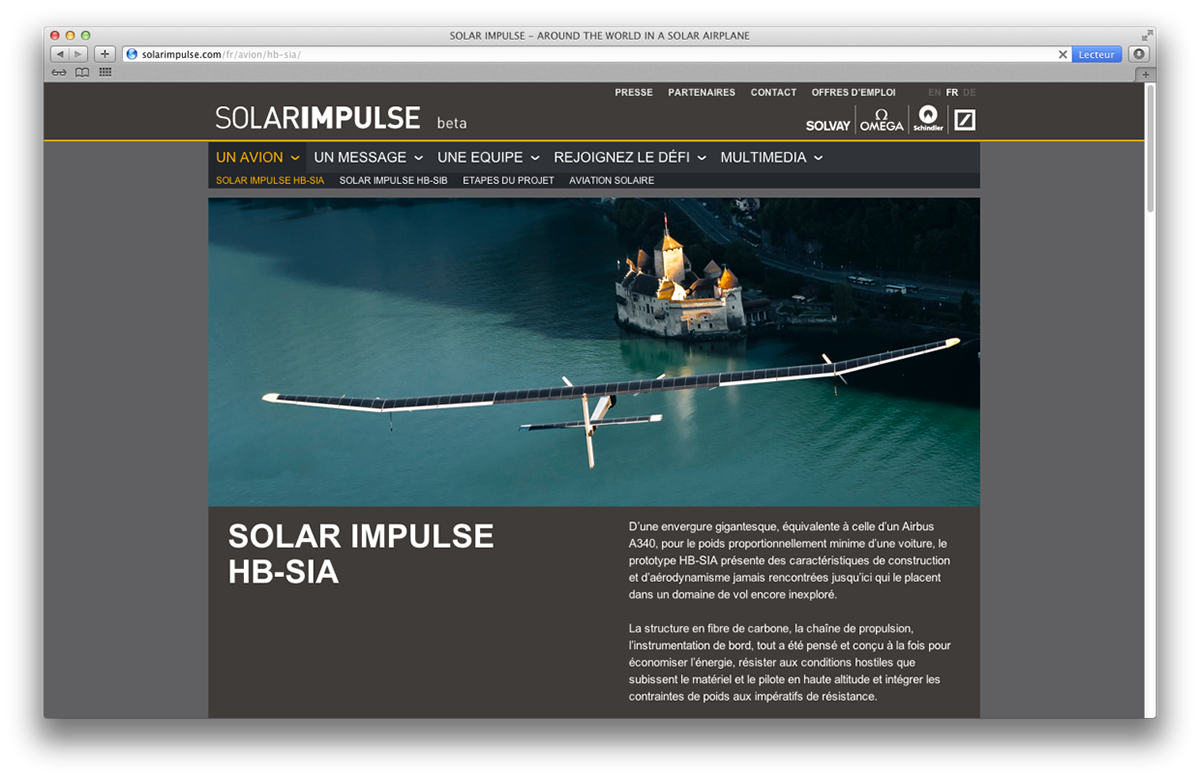 solar impulse solar creatives greg talbot gregory talbot Switzerland piccard bertrand piccard Website user experience ux BERTRAND