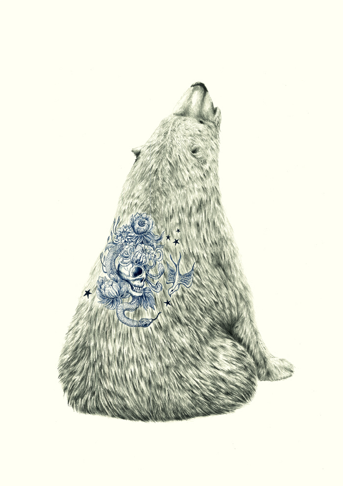 Polar Bear animal tatoo pencil inspiration surreal concept art ILLUSTRATION  Fashion 