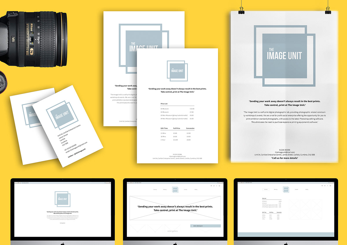 photo image Unit Layout flyers poster Business Cards yellow logo design square brand identity simple clean