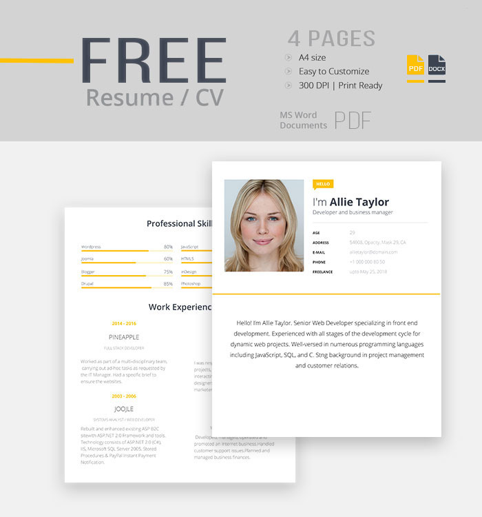 free Resume template download word doc pdf