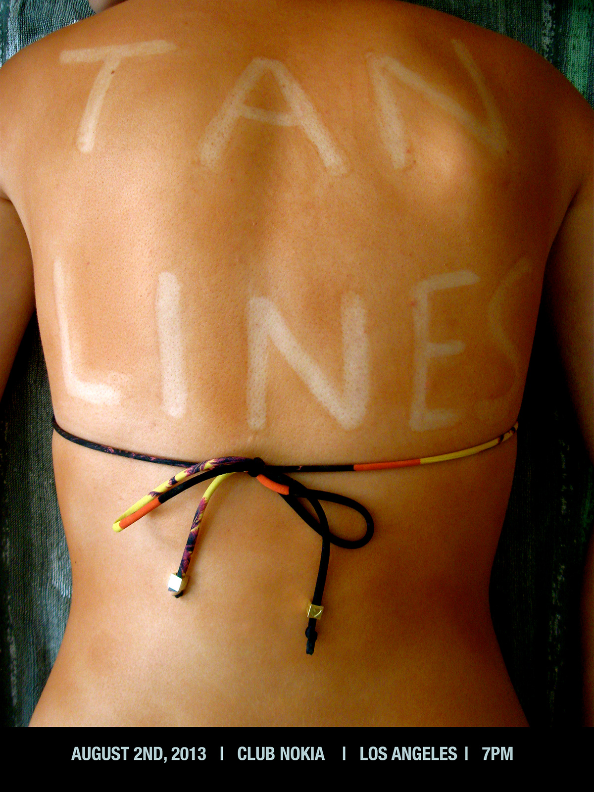 tanlines tan lines sunburn back bikini gig poster gig poster band concert