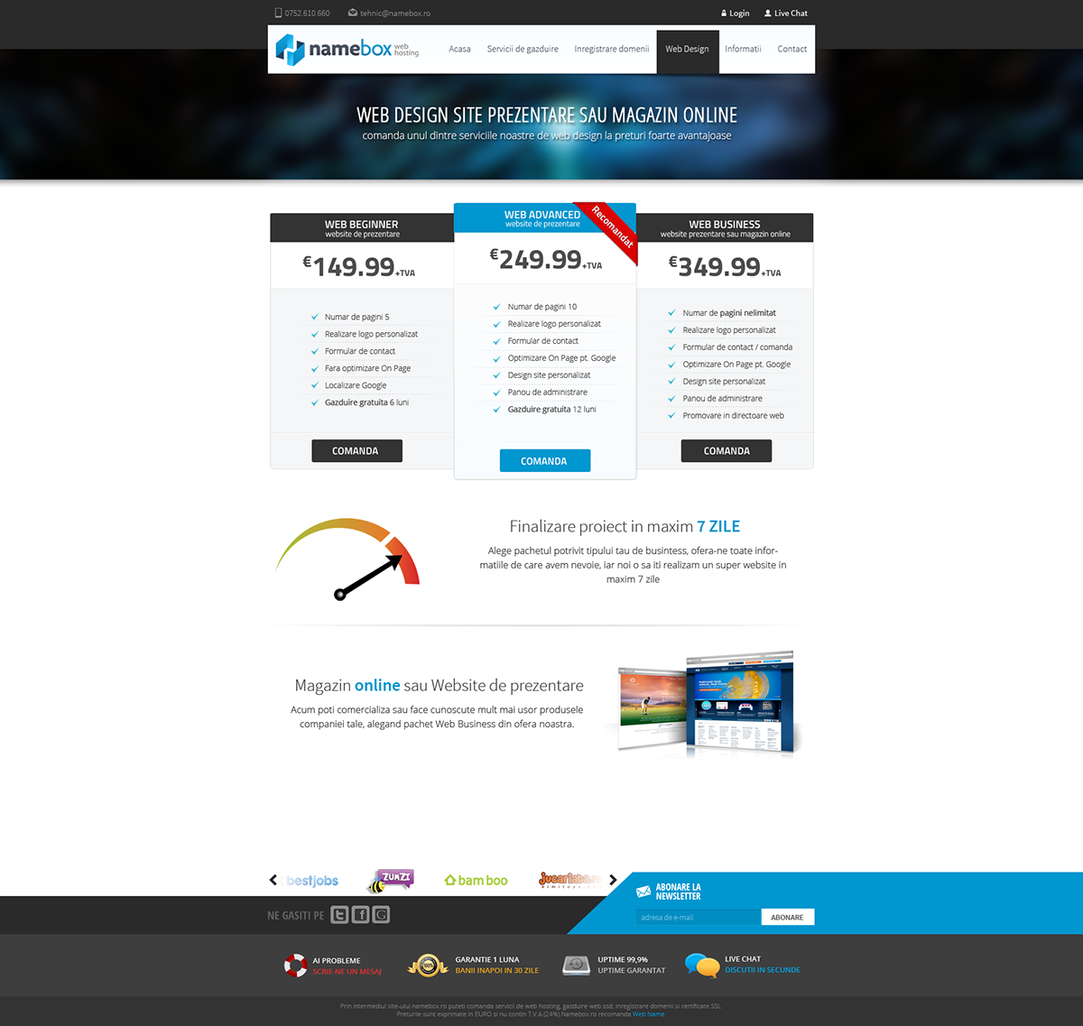 hostin Web namebox romania webhosting White blue business