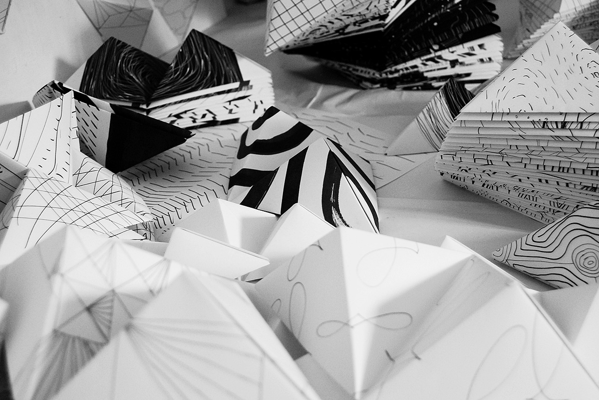 ink papersculpture graphicdesign paperart graphism shapes lights Drawing  origami  conceptualart