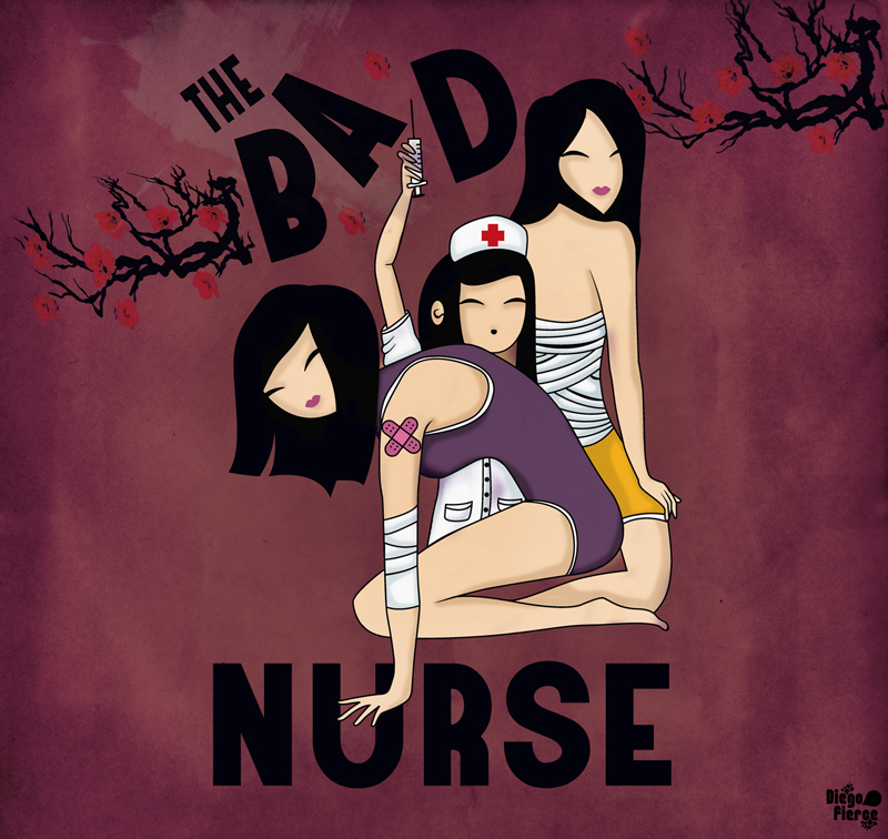 japanese girls nurse cherryblossom Tree  three bad bandage