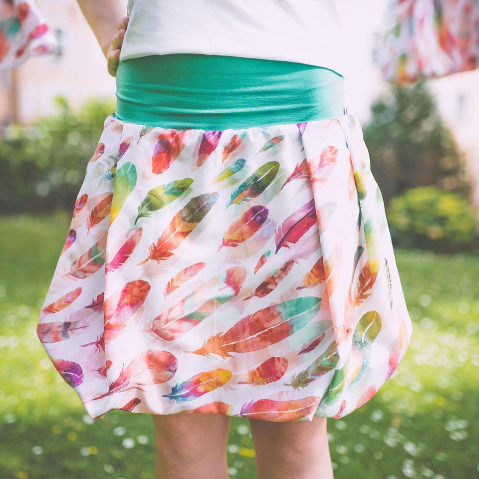 skirt Collaboration pattern jellyfish watercolor diver bear feathers colour colorful
