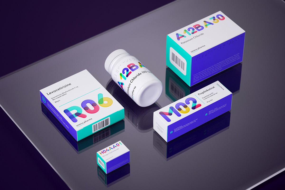 Packaging identity system font Display Pharma