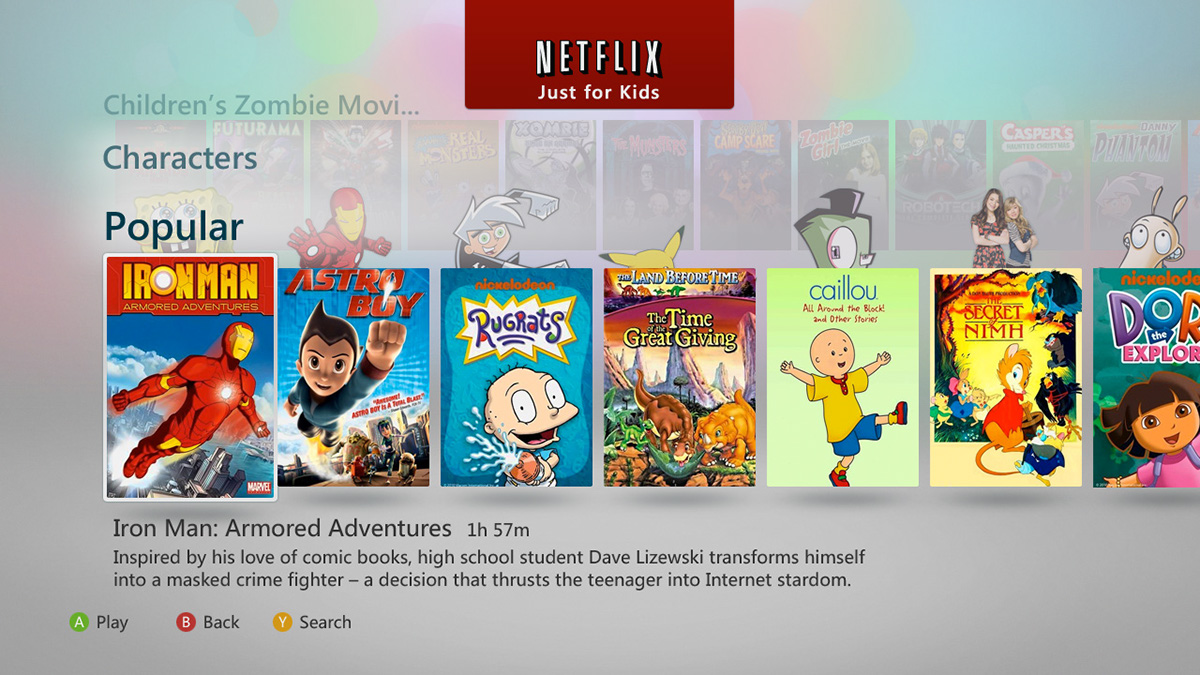 Netflix  kids  Netflix kids netflix just for Trevor Cleveland UI 10' Foot ten foot tv design