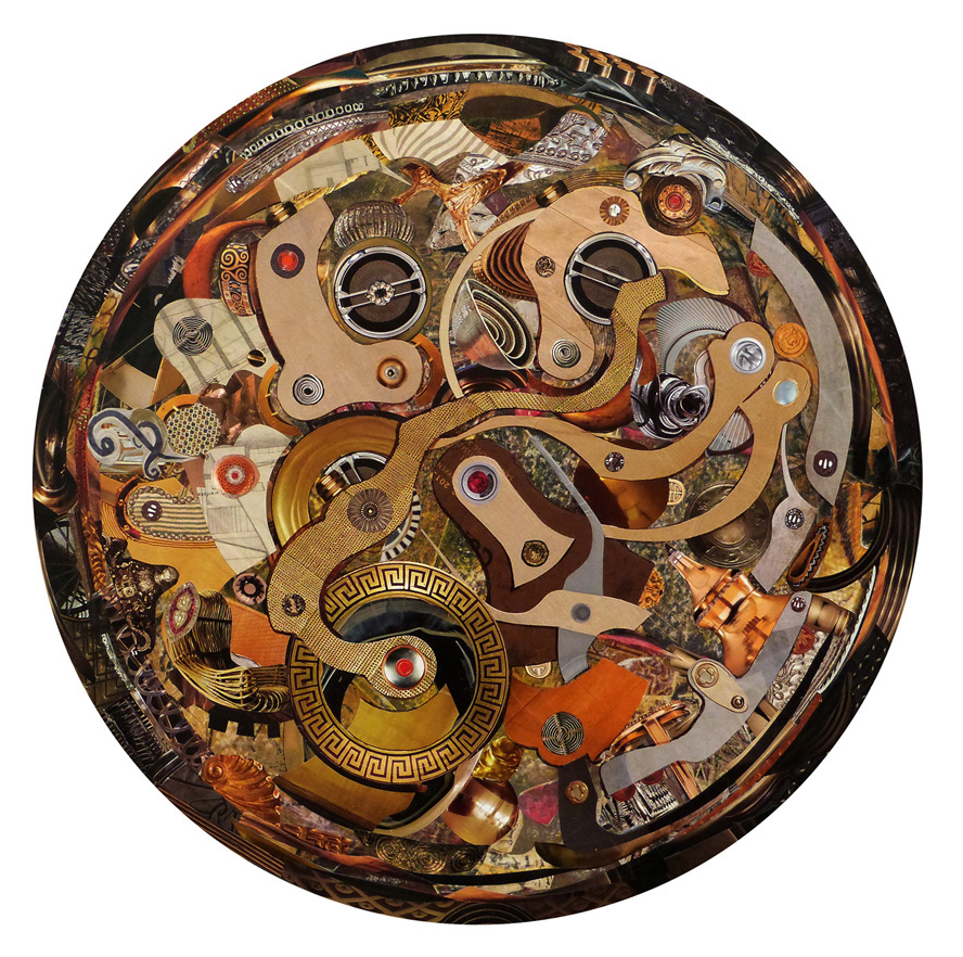 mixed media collage Patek Philippe clock time