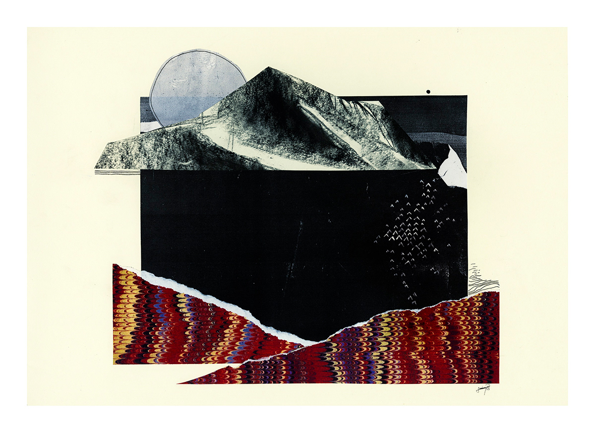 collage mountains sea diptych