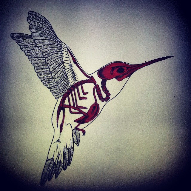 tatouage Encre COEUR tirer creatif Artline crane feathers