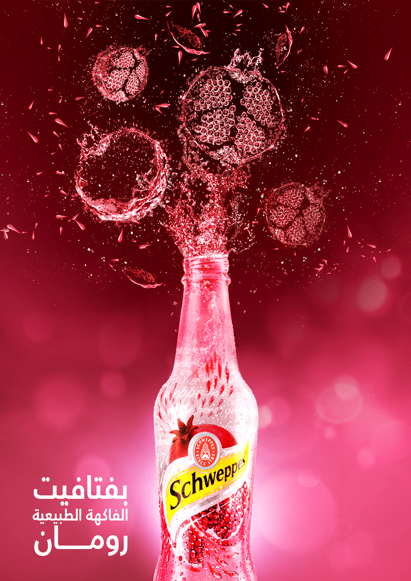schweppes egypt splash fruits soda lemon bulbs fizz bottle manipulation bubbles water